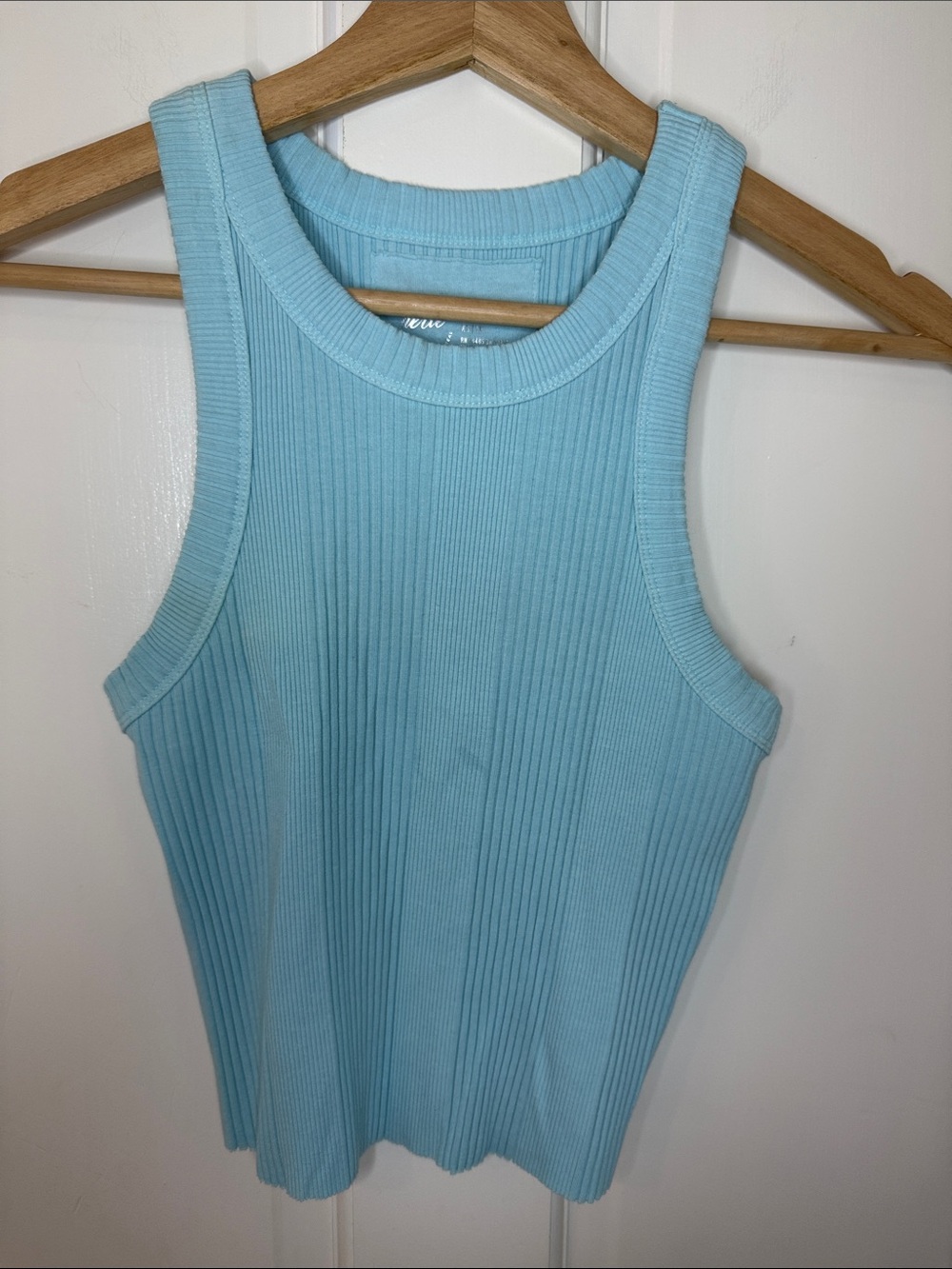 aerie Ribbed Racer Tank - Sky Blue